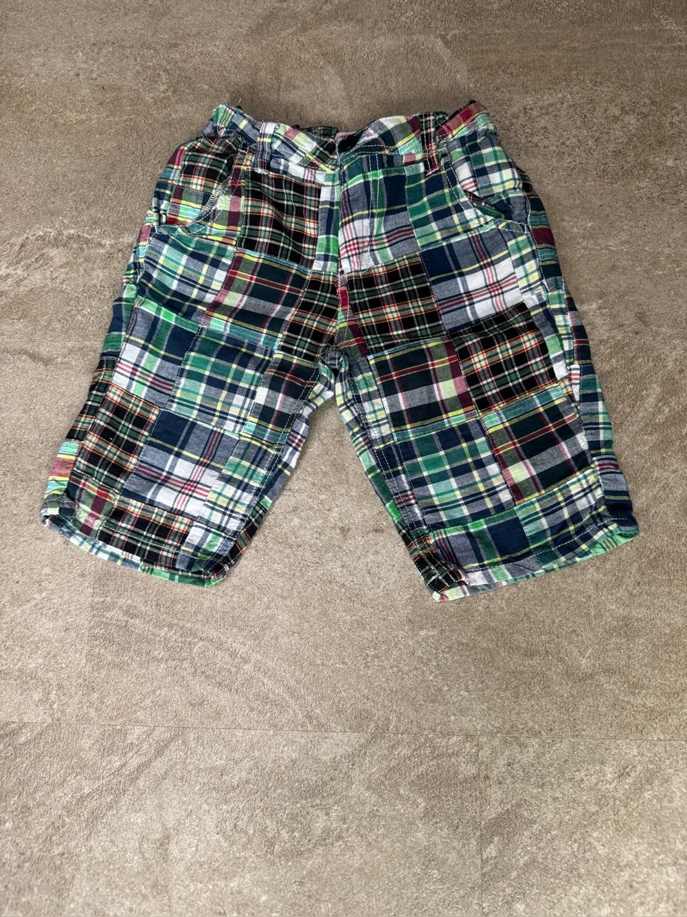 Vintage Squeeze Plaid Patchwork Shorts Girls Size 10 Y2K Gorpcore Preppy